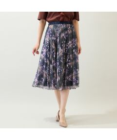 Rose Tiara / ローズティアラ ミニ・ひざ丈スカート | 【セットアップ対応】プリントプリーツスカート