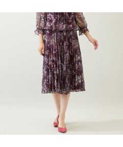 Rose Tiara / ローズティアラ ミニ・ひざ丈スカート | 【セットアップ対応】プリントプリーツスカート