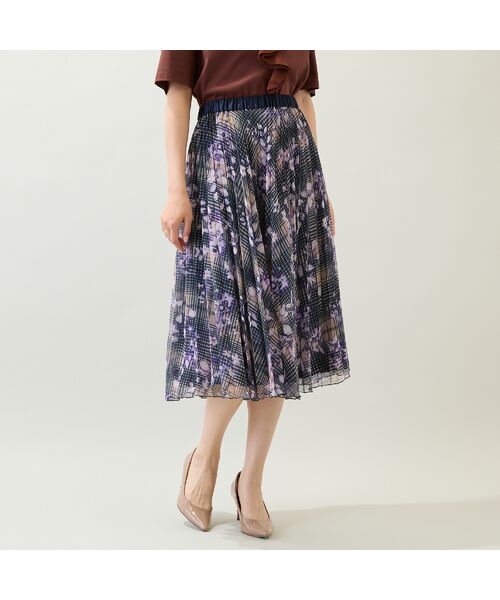 Rose Tiara / ローズティアラ ミニ・ひざ丈スカート | 【セットアップ対応】プリントプリーツスカート | 詳細1