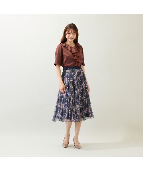 Rose Tiara / ローズティアラ ミニ・ひざ丈スカート | 【セットアップ対応】プリントプリーツスカート | 詳細3