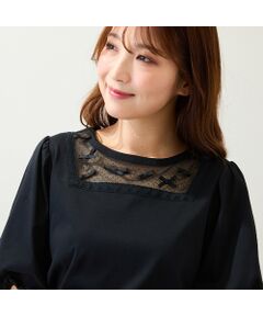 Rose Tiara / ローズティアラ カットソー | 【人気アイテム/接触冷感/手洗い可】ドットチュール切替カットソー