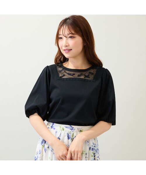 Rose Tiara / ローズティアラ カットソー | 【人気アイテム/接触冷感/手洗い可】ドットチュール切替カットソー | 詳細2