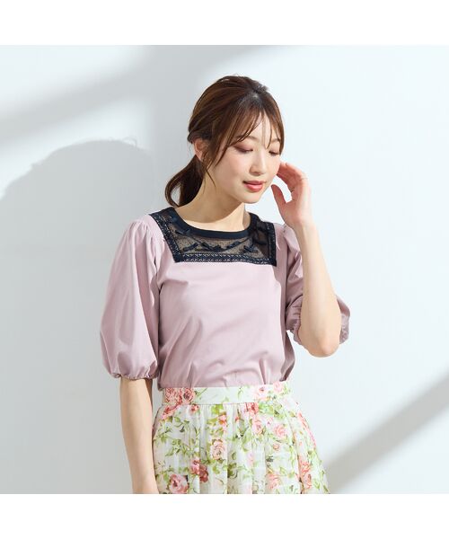 Rose Tiara / ローズティアラ カットソー | 【人気アイテム/接触冷感/手洗い可】ドットチュール切替カットソー | 詳細3