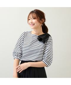 Rose Tiara / ローズティアラ カットソー | 【接触冷感/綿100%/手洗いOK】ビッグリボンカットソー/ボーダー