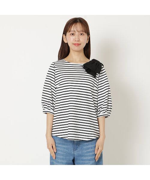 Rose Tiara / ローズティアラ カットソー | 【接触冷感/綿100%/手洗いOK】ビッグリボンカットソー/ボーダー | 詳細4