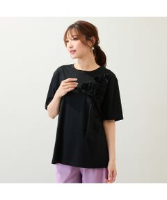 Rose Tiara / ローズティアラ カットソー | 【接触冷感/綿100%/手洗いOK】巻きバラ刺繍カットソー