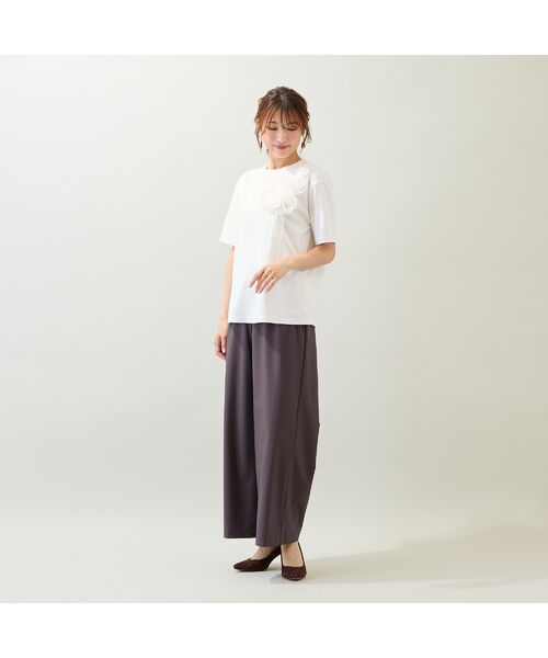 Rose Tiara / ローズティアラ カットソー | 【接触冷感/綿100%/手洗いOK】巻きバラ刺繍カットソー | 詳細1