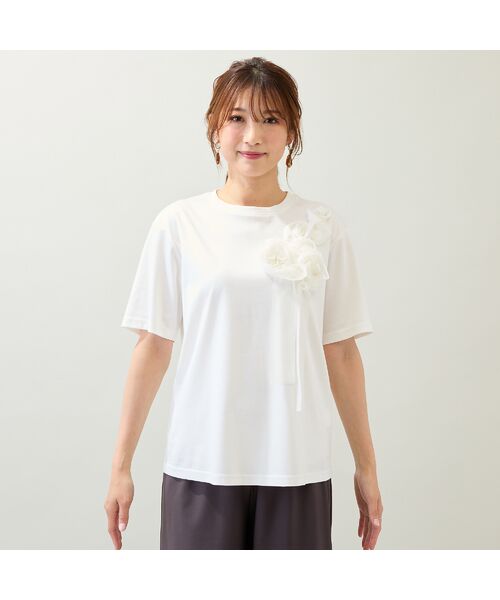 Rose Tiara / ローズティアラ カットソー | 【接触冷感/綿100%/手洗いOK】巻きバラ刺繍カットソー | 詳細3