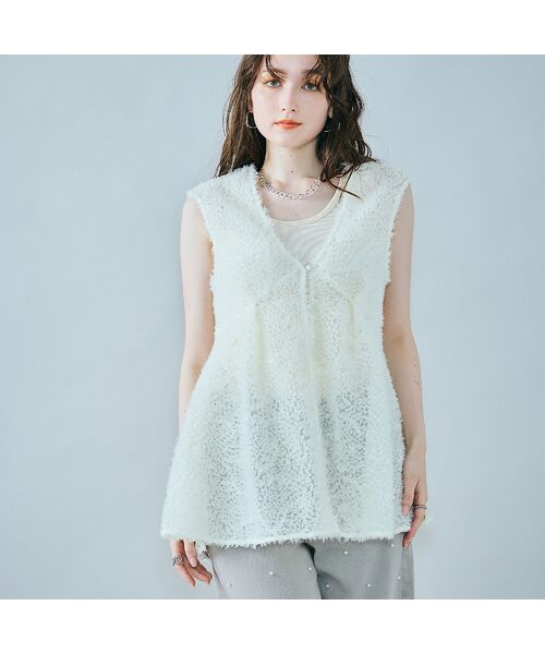 Rose Tiara / ローズティアラ ベスト | チュール刺繍レイヤードジレ | 詳細3