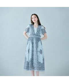 Rose Tiara / ローズティアラ ミニ丈・ひざ丈ワンピース | ペイズリーパネルプリントワンピース