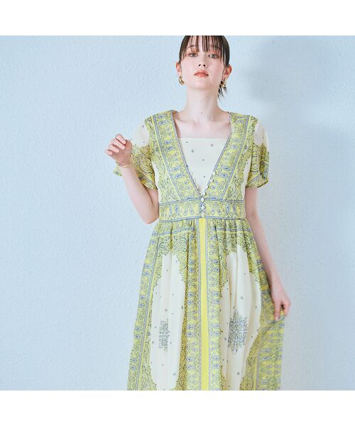 Rose Tiara / ローズティアラ ミニ丈・ひざ丈ワンピース | ペイズリーパネルプリントワンピース | 詳細1