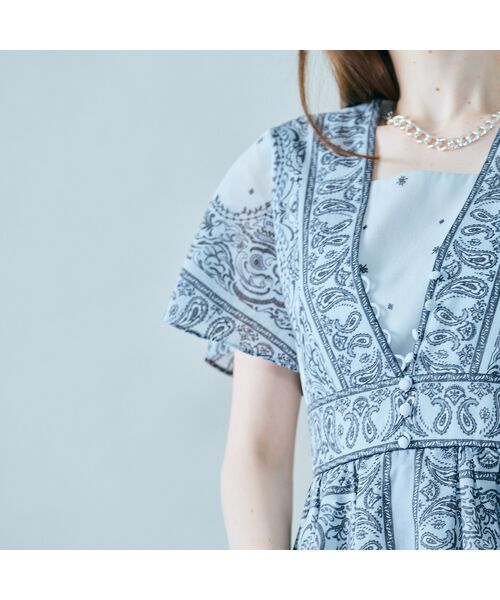 Rose Tiara / ローズティアラ ミニ丈・ひざ丈ワンピース | ペイズリーパネルプリントワンピース | 詳細10