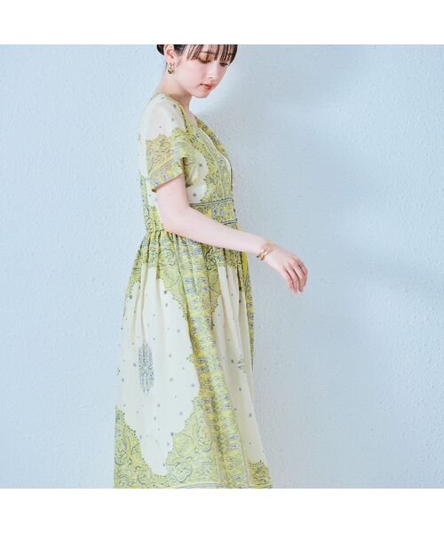 Rose Tiara / ローズティアラ ミニ丈・ひざ丈ワンピース | ペイズリーパネルプリントワンピース | 詳細2