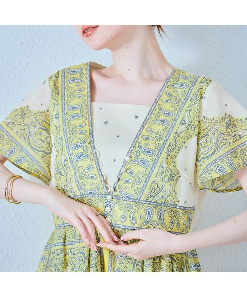 Rose Tiara / ローズティアラ ミニ丈・ひざ丈ワンピース | ペイズリーパネルプリントワンピース | 詳細3