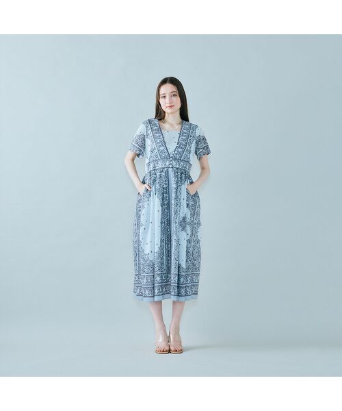 Rose Tiara / ローズティアラ ミニ丈・ひざ丈ワンピース | ペイズリーパネルプリントワンピース | 詳細4