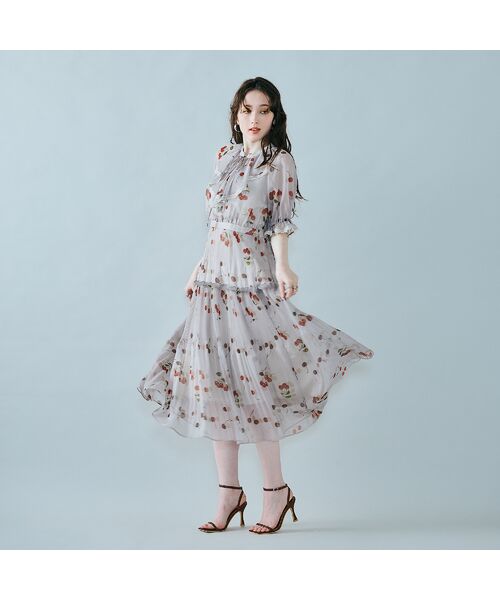 Rose Tiara / ローズティアラ ミニ丈・ひざ丈ワンピース | チェリープリントプリーツワンピース | 詳細3