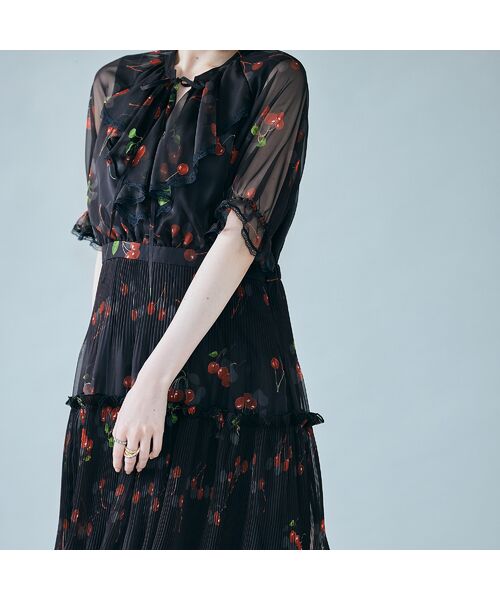 Rose Tiara / ローズティアラ ミニ丈・ひざ丈ワンピース | チェリープリントプリーツワンピース | 詳細14