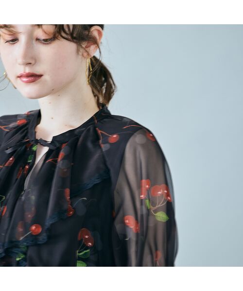 Rose Tiara / ローズティアラ ミニ丈・ひざ丈ワンピース | チェリープリントプリーツワンピース | 詳細17