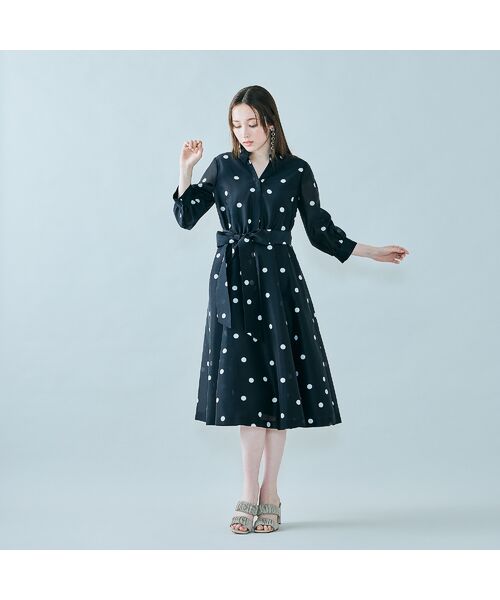 Rose Tiara / ローズティアラ ミニ丈・ひざ丈ワンピース | シャツ風ドットワンピース | 詳細1