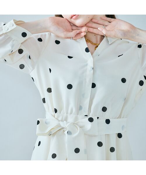 Rose Tiara / ローズティアラ ミニ丈・ひざ丈ワンピース | シャツ風ドットワンピース | 詳細10