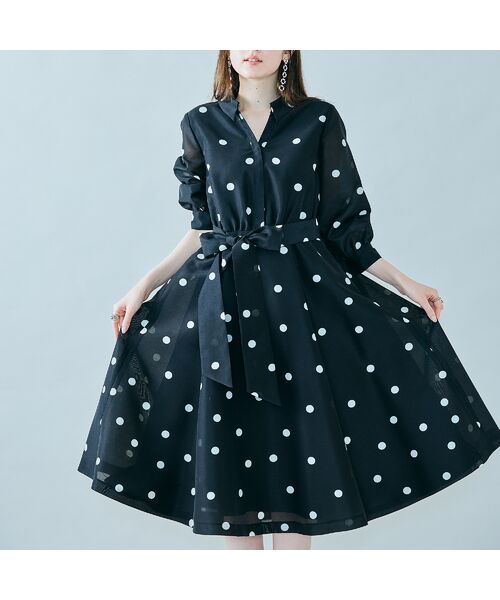 Rose Tiara / ローズティアラ ミニ丈・ひざ丈ワンピース | シャツ風ドットワンピース | 詳細4