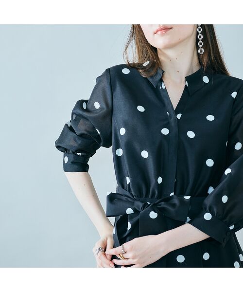 Rose Tiara / ローズティアラ ミニ丈・ひざ丈ワンピース | シャツ風ドットワンピース | 詳細5