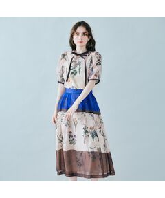 Rose Tiara / ローズティアラ シャツ・ブラウス | カラーブロックフラワープリントブラウス