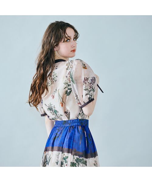 Rose Tiara / ローズティアラ シャツ・ブラウス | カラーブロックフラワープリントブラウス | 詳細2