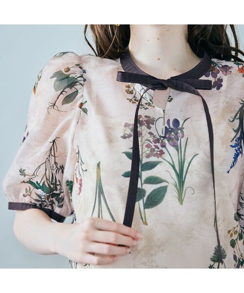 Rose Tiara / ローズティアラ シャツ・ブラウス | カラーブロックフラワープリントブラウス | 詳細4