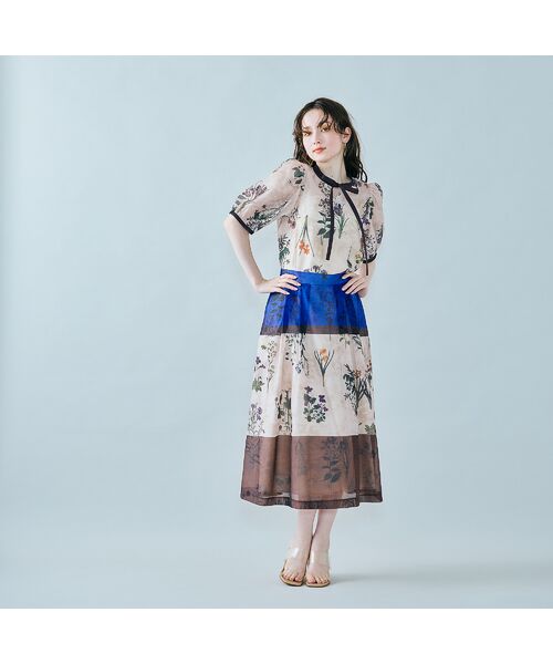 Rose Tiara / ローズティアラ シャツ・ブラウス | カラーブロックフラワープリントブラウス | 詳細5