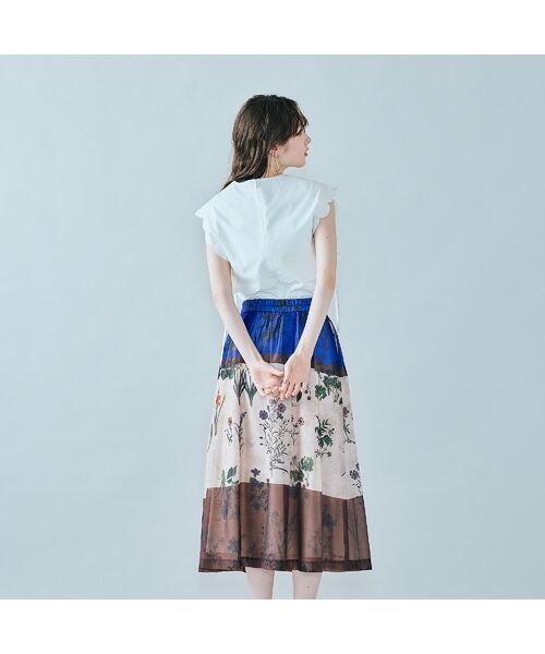 18,700円　ローズティアラ　ダブルクロスAラインブラウス　42 ブルー 18,700円 ローズティアラ ダブルクロスAラインブラウス 42