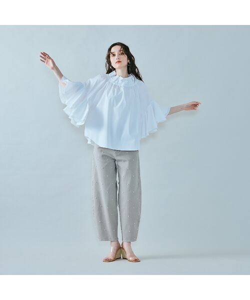 Rose Tiara / ローズティアラ デニムパンツ | パール付きカーブデニム/gray | 詳細1