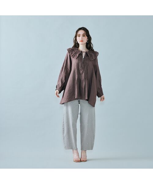 Rose Tiara / ローズティアラ デニムパンツ | パール付きカーブデニム/gray | 詳細5