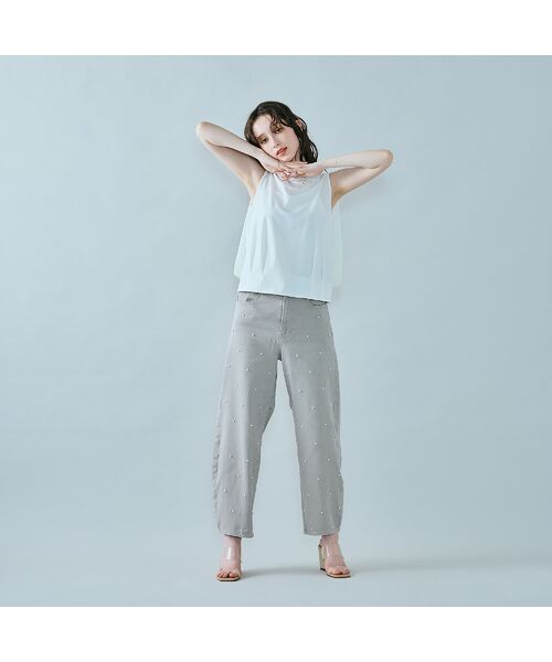 Rose Tiara / ローズティアラ デニムパンツ | パール付きカーブデニム/gray | 詳細6