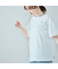 Rose Tiara / ローズティアラ カットソー | フラワーモチーフヒモ付きカットソー