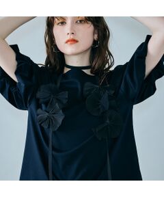 Rose Tiara / ローズティアラ カットソー | フラワーモチーフヒモ付きカットソー