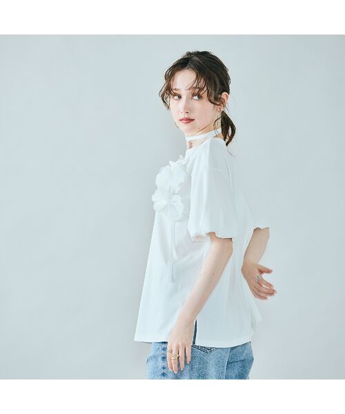 Rose Tiara / ローズティアラ カットソー | フラワーモチーフヒモ付きカットソー | 詳細2