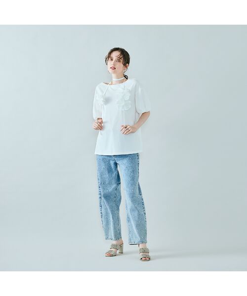 Rose Tiara / ローズティアラ カットソー | フラワーモチーフヒモ付きカットソー | 詳細6