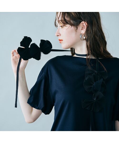 Rose Tiara / ローズティアラ カットソー | フラワーモチーフヒモ付きカットソー | 詳細7