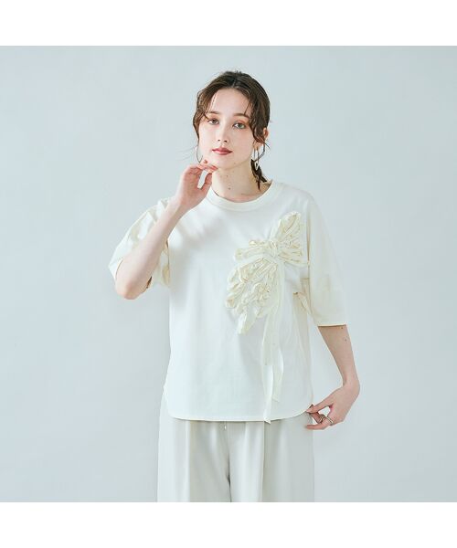 Rose Tiara / ローズティアラ カットソー | リボンモチーフ加工カットソー | 詳細1