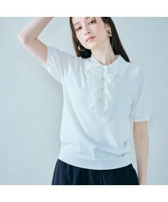 Rose Tiara / ローズティアラ ニット・セーター | フリル付きポロニット