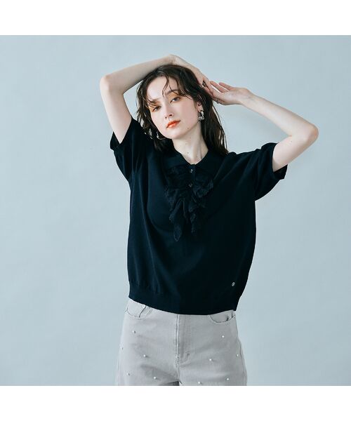 Rose Tiara / ローズティアラ ニット・セーター | フリル付きポロニット | 詳細9