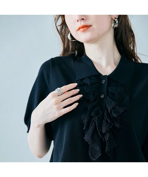 Rose Tiara / ローズティアラ ニット・セーター | フリル付きポロニット | 詳細10