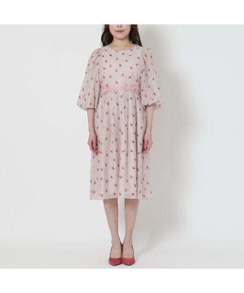 Rose Tiara / ローズティアラ ミニ丈・ひざ丈ワンピース | 【美シルエット】つぼみ刺繍ワンピース | 詳細7