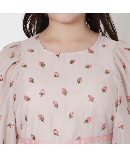 Rose Tiara / ローズティアラ ミニ丈・ひざ丈ワンピース | 【美シルエット】つぼみ刺繍ワンピース | 詳細10