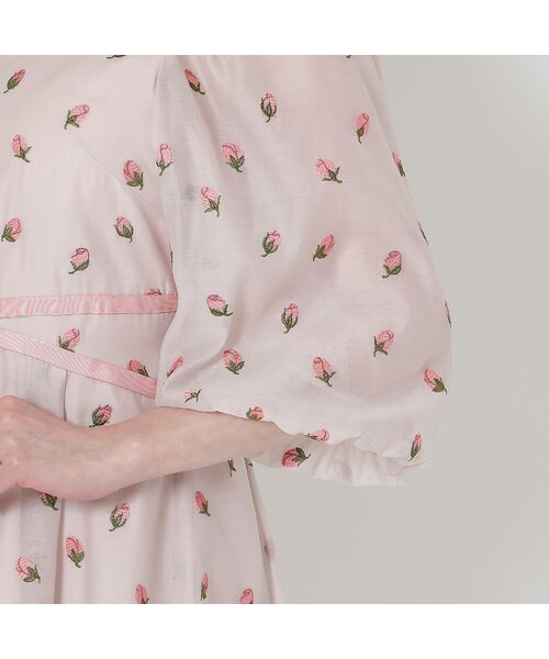 Rose Tiara / ローズティアラ ミニ丈・ひざ丈ワンピース | 【美シルエット】つぼみ刺繍ワンピース | 詳細12