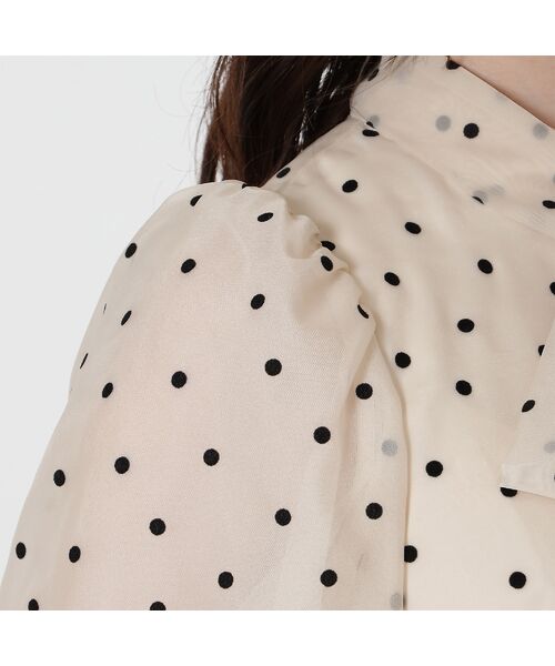 Rose Tiara / ローズティアラ ミニ丈・ひざ丈ワンピース | オーガンジーフロッキードットリボンワンピース | 詳細13