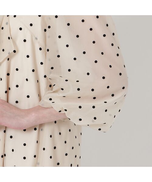 Rose Tiara / ローズティアラ ミニ丈・ひざ丈ワンピース | オーガンジーフロッキードットリボンワンピース | 詳細15
