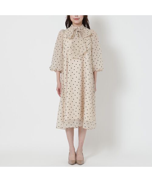 Rose Tiara / ローズティアラ ミニ丈・ひざ丈ワンピース | オーガンジーフロッキードットリボンワンピース | 詳細4