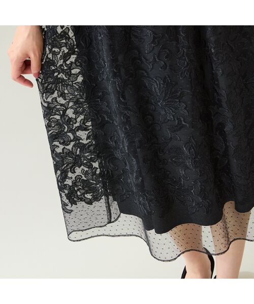 Rose Tiara / ローズティアラ ミニ丈・ひざ丈ワンピース | 【美シルエット】ドットチュール刺繍ワンピース | 詳細4